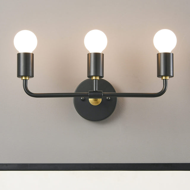 Brooklyn 3-Light Wall Sconce - Black/Gold