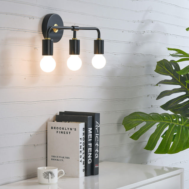 Brooklyn 3-Light Wall Sconce - Black/Gold