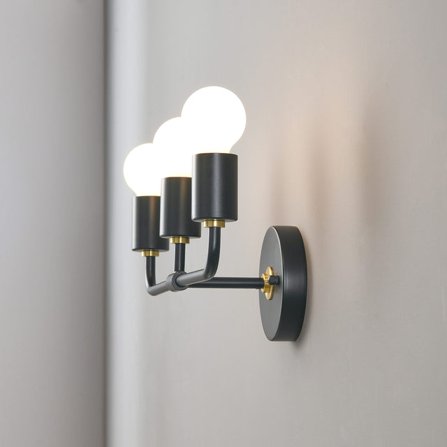 Brooklyn 3-Light Wall Sconce - Black/Gold