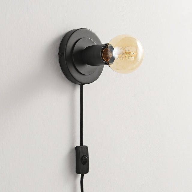 Luna Plug In Wall Sconce - Black