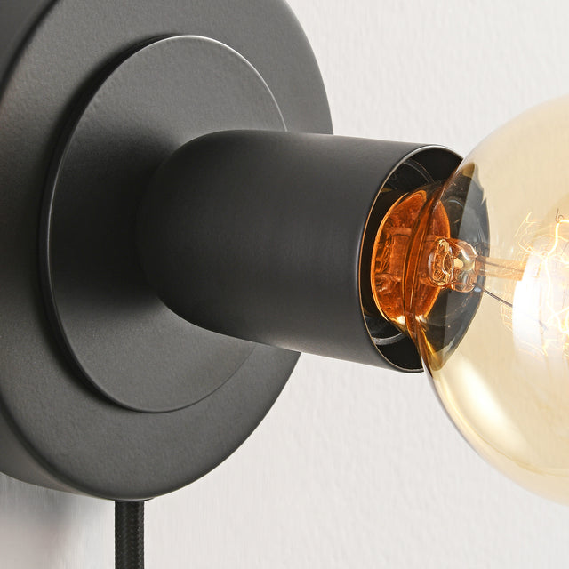 Luna Plug In Wall Sconce - Black