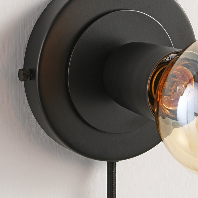 Luna Plug In Wall Sconce - Black