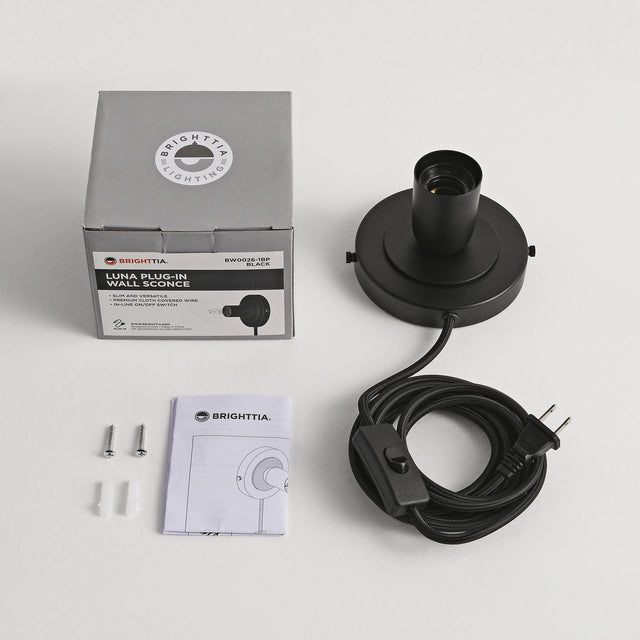 Luna Plug In Wall Sconce - Black