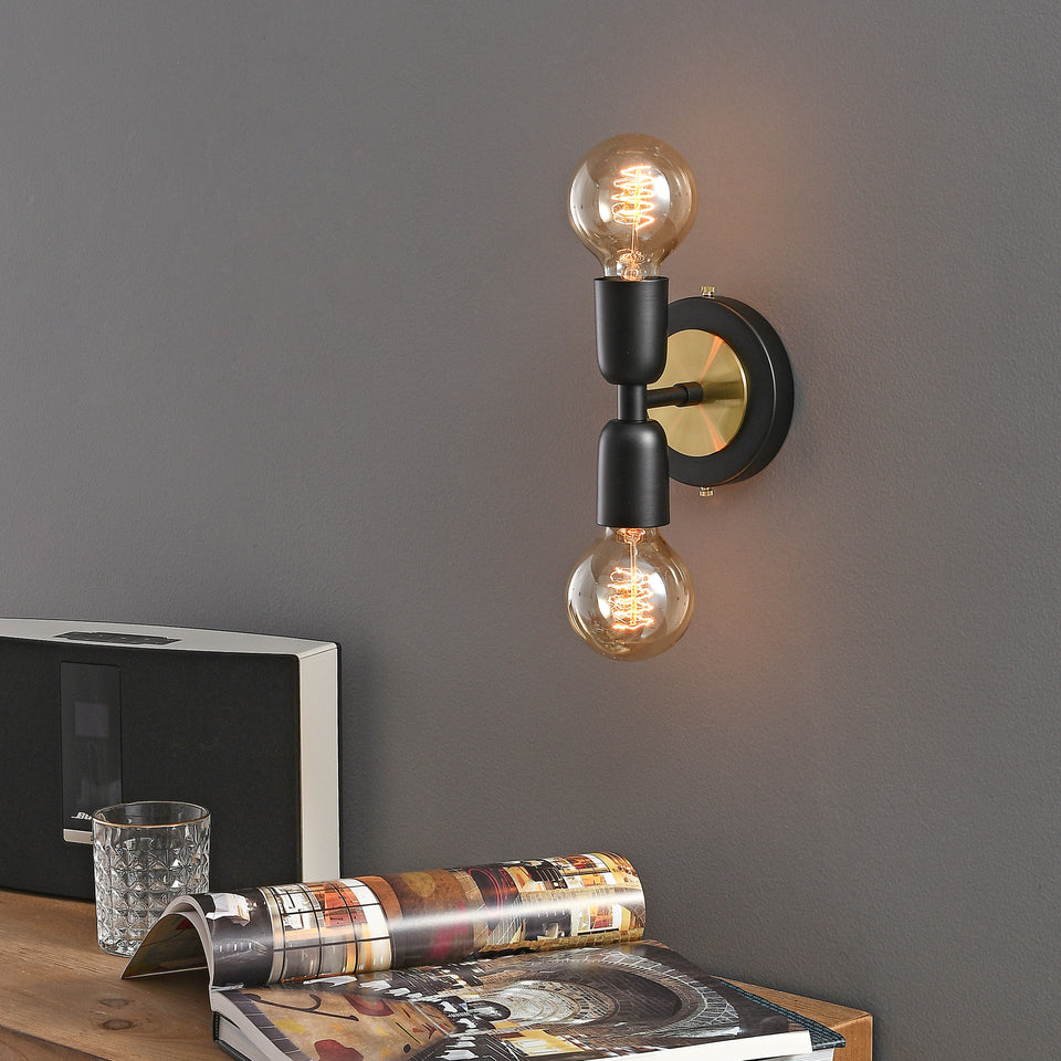 Luna Duo Wall Sconce - Black/Gold