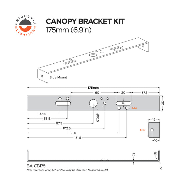 175mm (6.9in) Crossbar Bracket Kit For Lamp Canopies