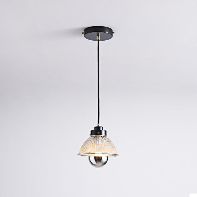 Bonnie Glass Bowl Pendant Light - Black & Gold