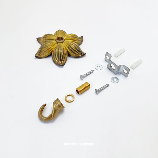 Brass Lotus Hook - 3.7in