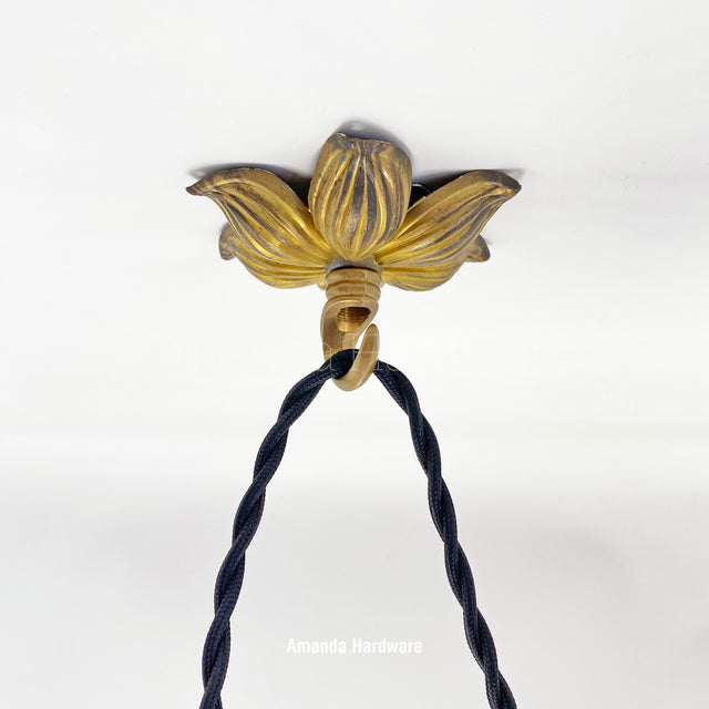 Brass Lotus Hook - 3.7in