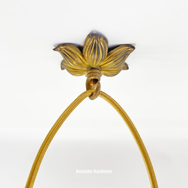 Brass Lotus Hook - 3.7in