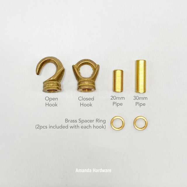 Closed Brass Hook With M10 (3/8") Female Threads