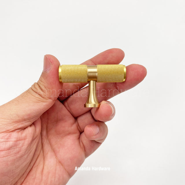 Modern Brass Pull Knob Handle 2PK