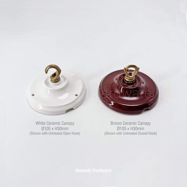 Brown Ceramic Canopy Hook - 4.13in