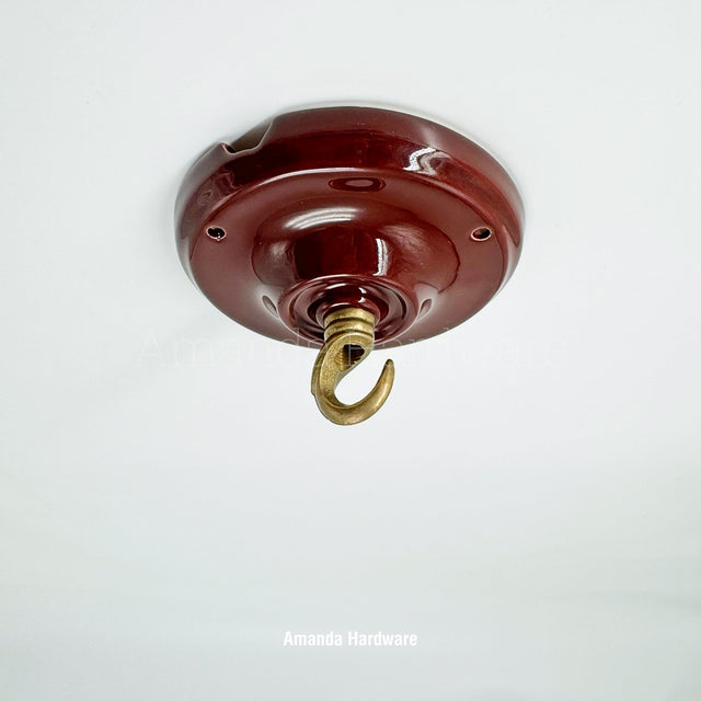 Brown Ceramic Canopy Hook - 4.13in