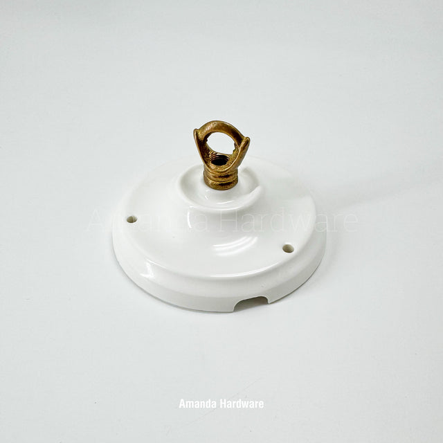 White Ceramic Canopy Hook - 4.13in