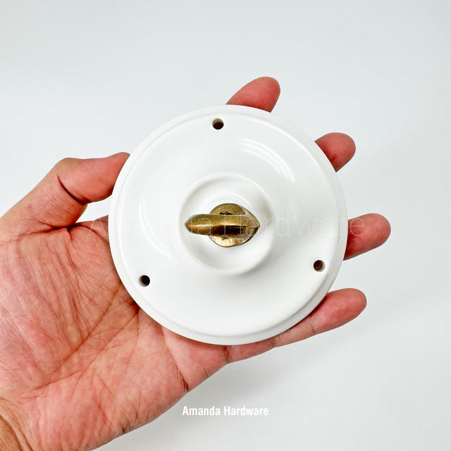 White Ceramic Canopy Hook - 4.13in
