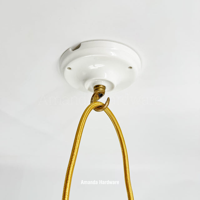 White Ceramic Canopy Hook - 4.13in