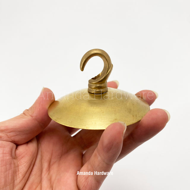 Brass Disc Cap Hook - 3.15in