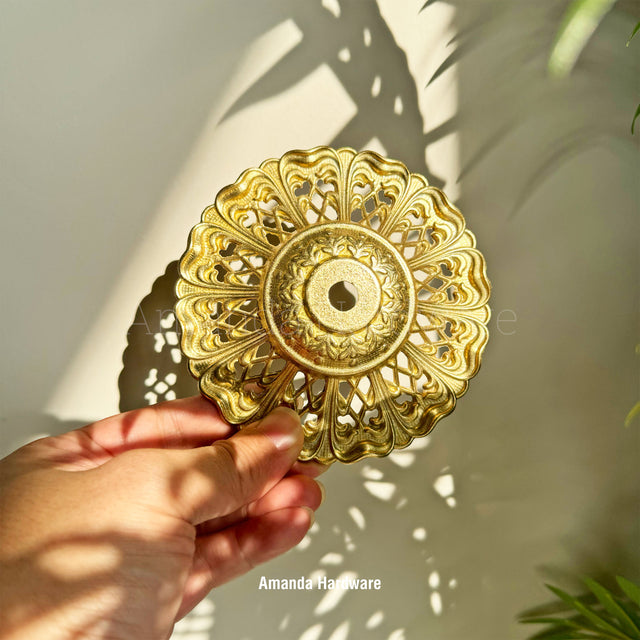 Brass Floral Cap Hook - 4.65in