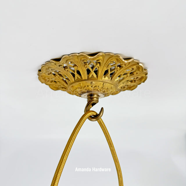 Brass Floral Cap Hook - 5.5in