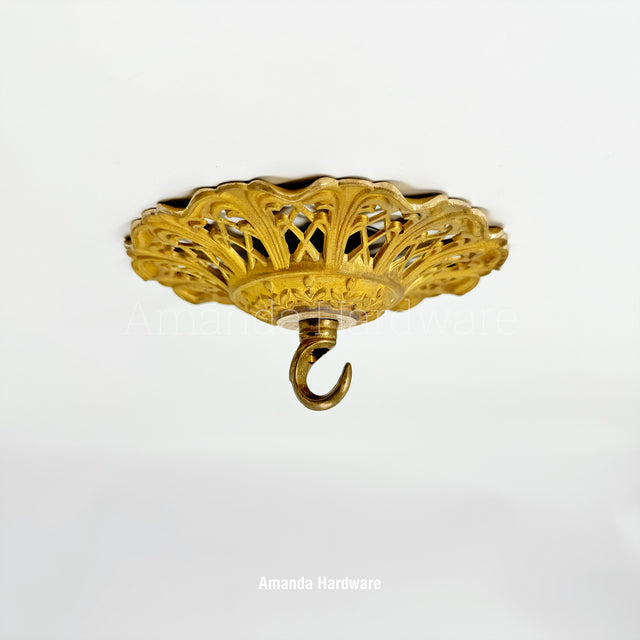 Brass Floral Cap Hook - 5.5in