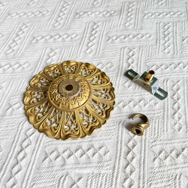 Brass Floral Cap Hook - 5.5in