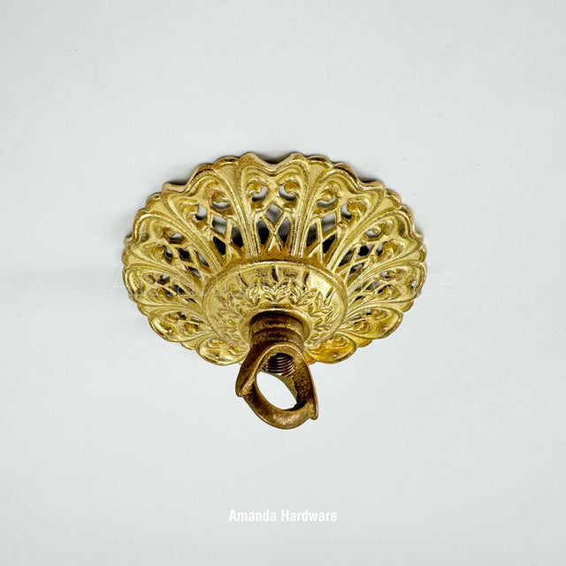 Brass Floral Cap Hook - 3.54in
