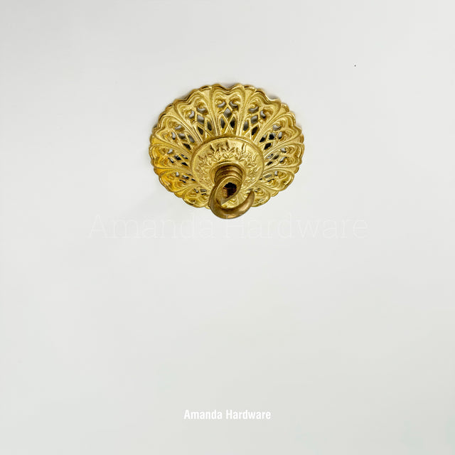 Brass Floral Cap Hook - 3.54in