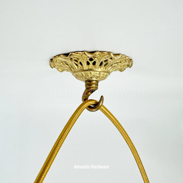 Brass Floral Cap Hook - 3.54in