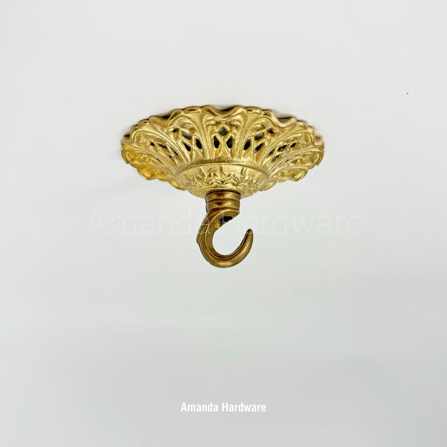 Brass Floral Cap Hook - 3.54in