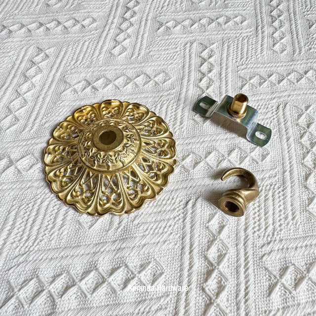 Brass Floral Cap Hook - 3.54in