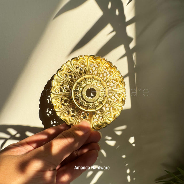 Brass Floral Cap Hook - 3.54in