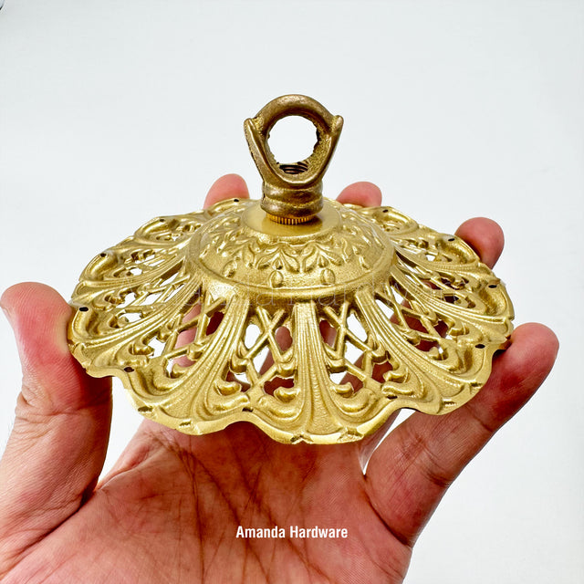 Floral Brass Top Hanger For Wind Chime, Sun Catcher - 4.65in