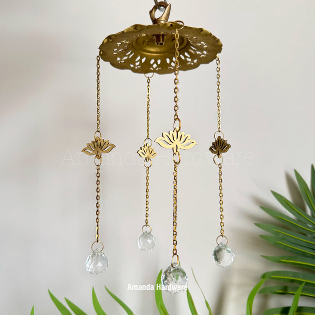 Floral Brass Top Hanger For Wind Chime, Sun Catcher - 4.65in