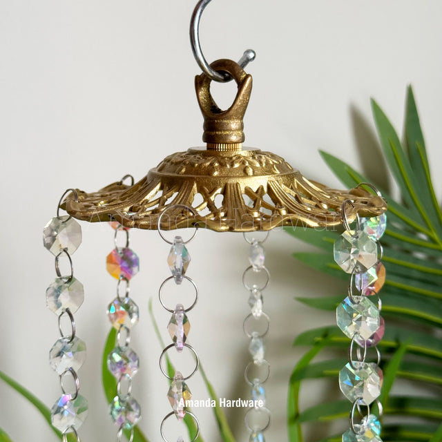 Floral Brass Top Hanger For Wind Chime, Sun Catcher - 4.65in