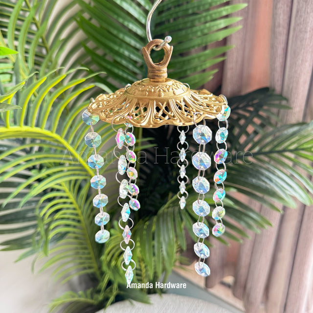 Floral Brass Top Hanger For Wind Chime, Sun Catcher - 4.65in