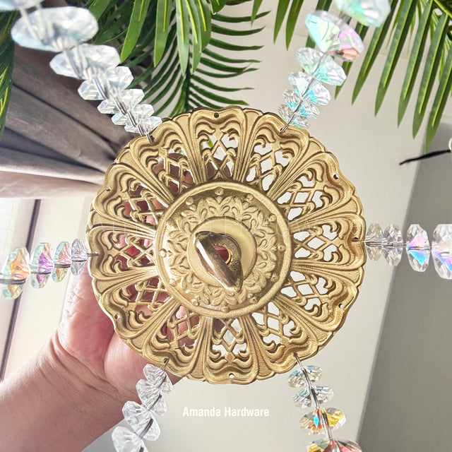 Floral Brass Top Hanger For Wind Chime, Sun Catcher - 4.65in