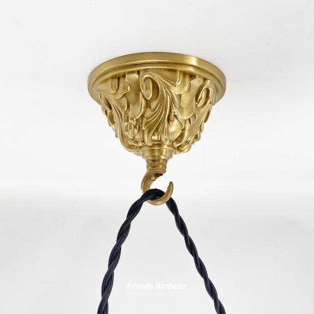 Brass Floral Dome Canopy Hook - 4.06in