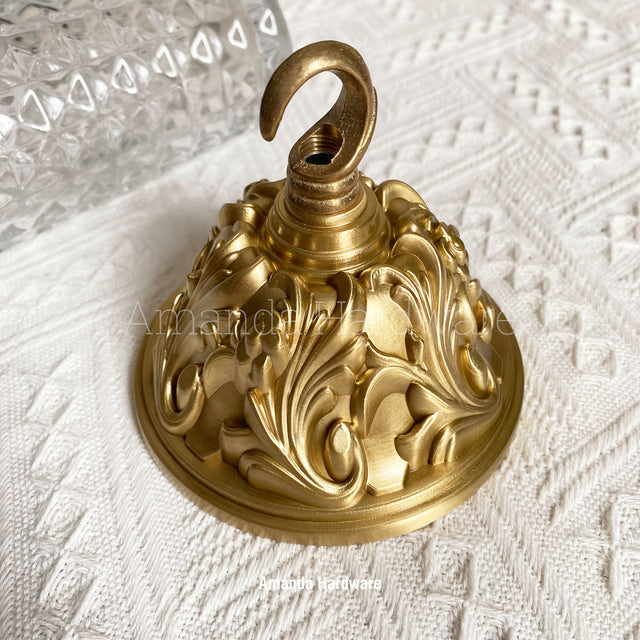 Brass Floral Dome Canopy Hook - 4.06in