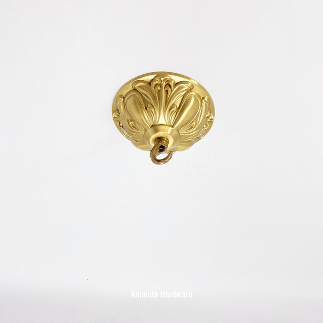 Lacquered Brass Floral Dome Canopy - 4.72in