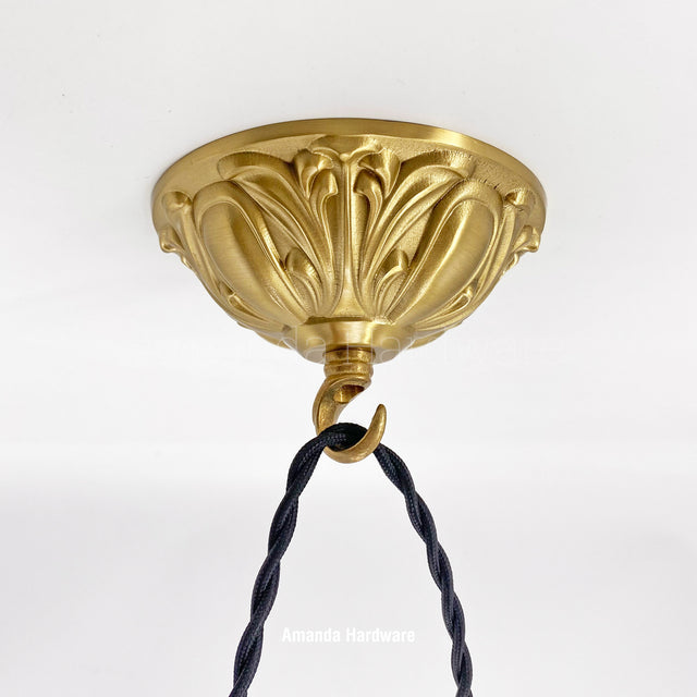 Lacquered Brass Floral Dome Canopy - 4.72in