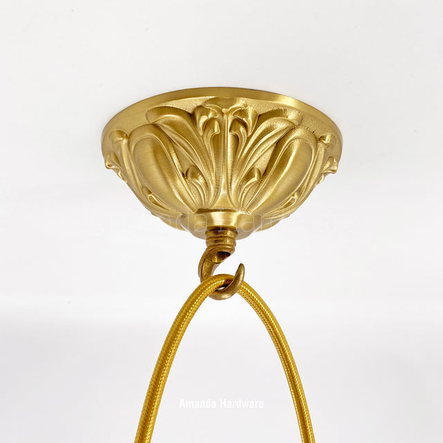Lacquered Brass Floral Dome Canopy - 4.72in