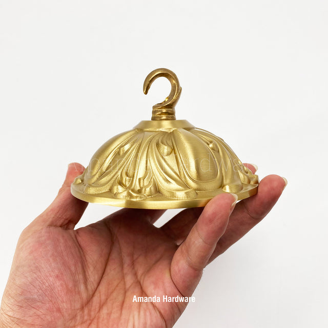 Lacquered Brass Floral Dome Canopy - 4.72in