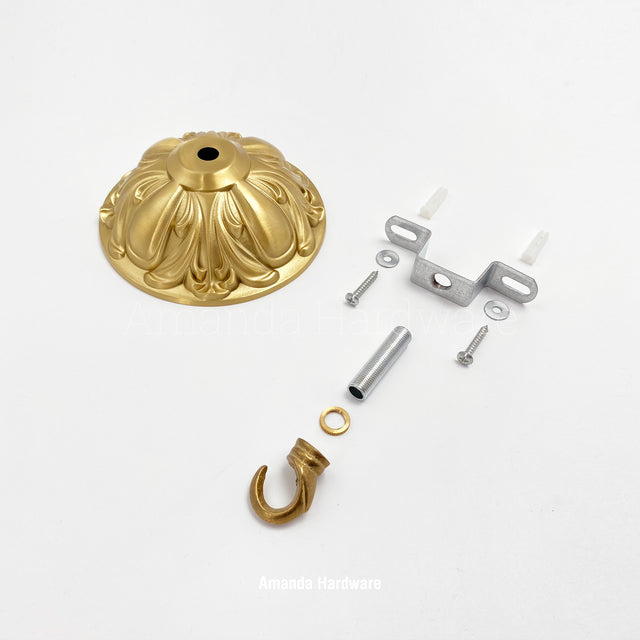 Lacquered Brass Floral Dome Canopy - 4.72in