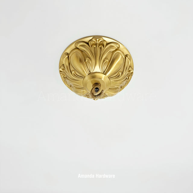 Lacquered Brass Floral Dome Canopy - 5.91in