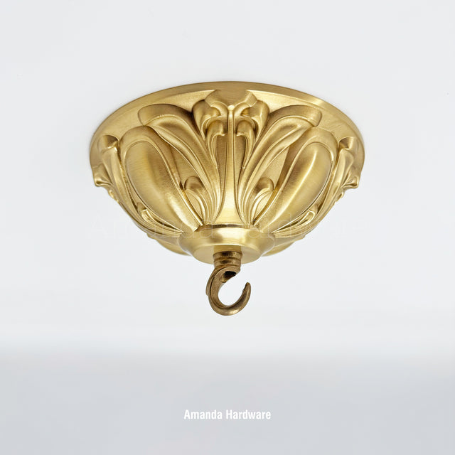Lacquered Brass Floral Dome Canopy - 5.91in