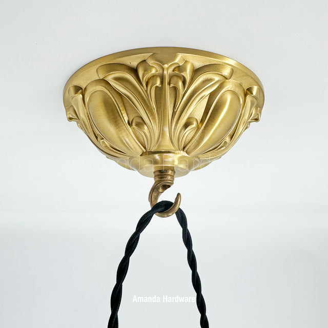 Lacquered Brass Floral Dome Canopy - 5.91in