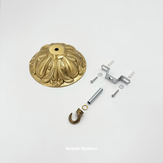 Lacquered Brass Floral Dome Canopy - 5.91in