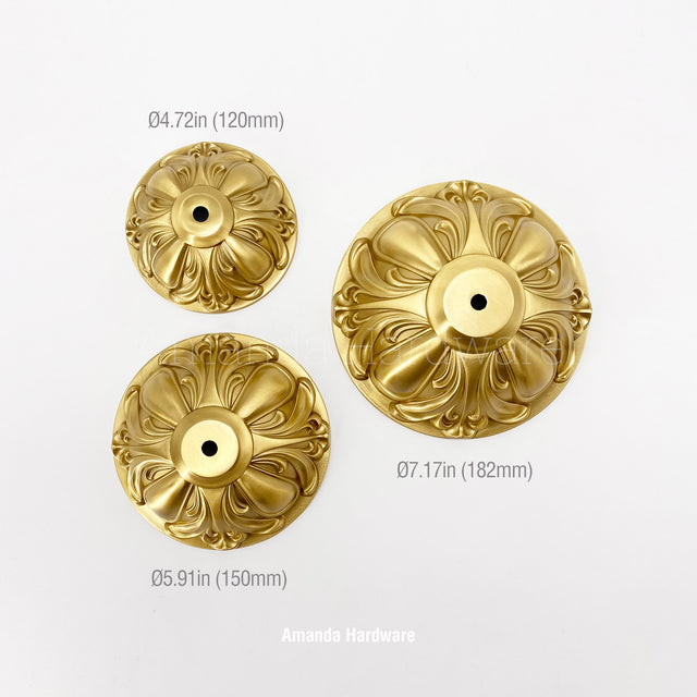 Lacquered Brass Floral Dome Canopy - 4.72in