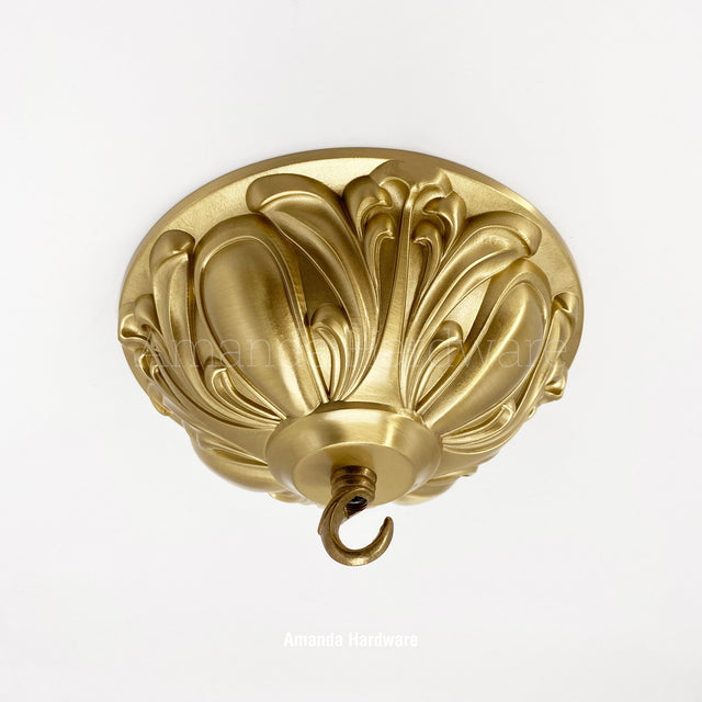Lacquered Brass Floral Dome Canopy - 7.17in