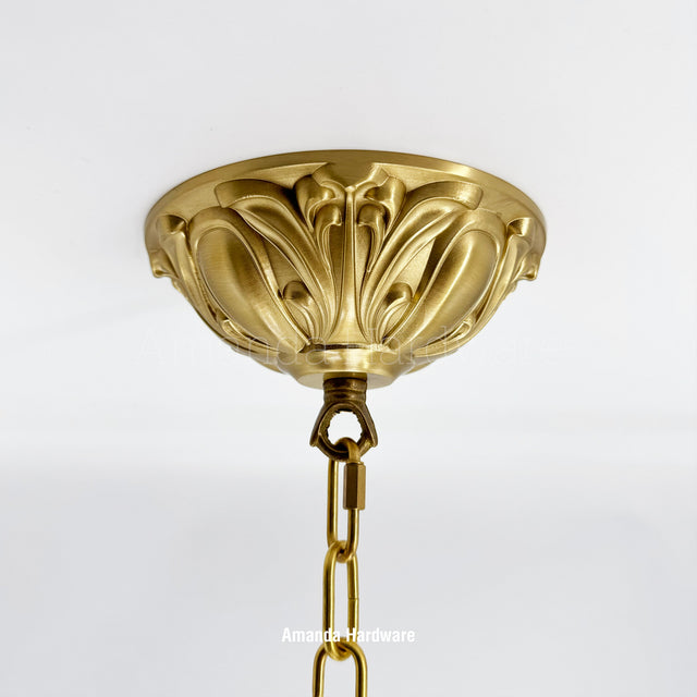 Lacquered Brass Floral Dome Canopy - 7.17in